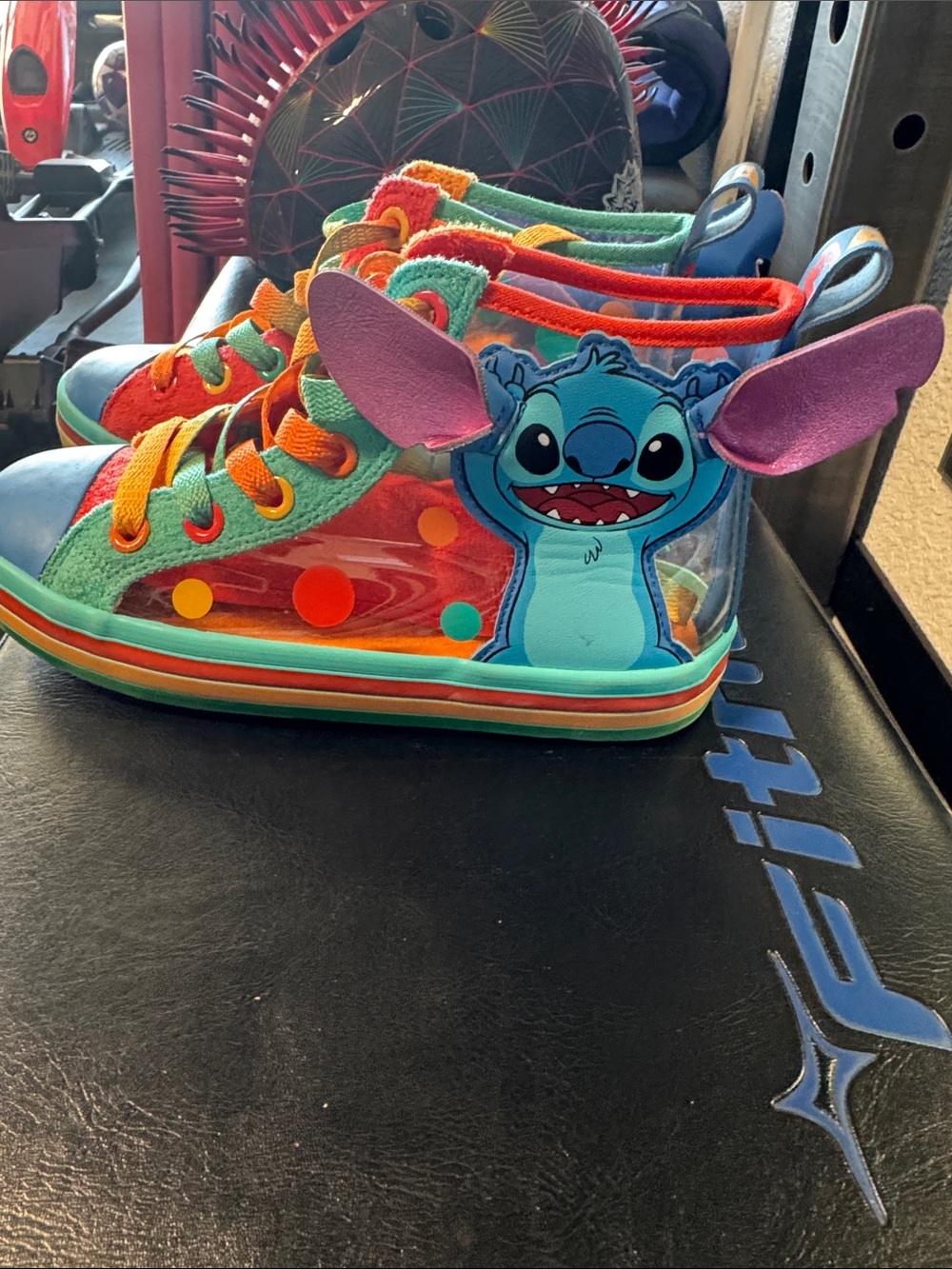 Disney Kids' Stitch High-Top Sneakers in Teal, Orange, Purple and Green